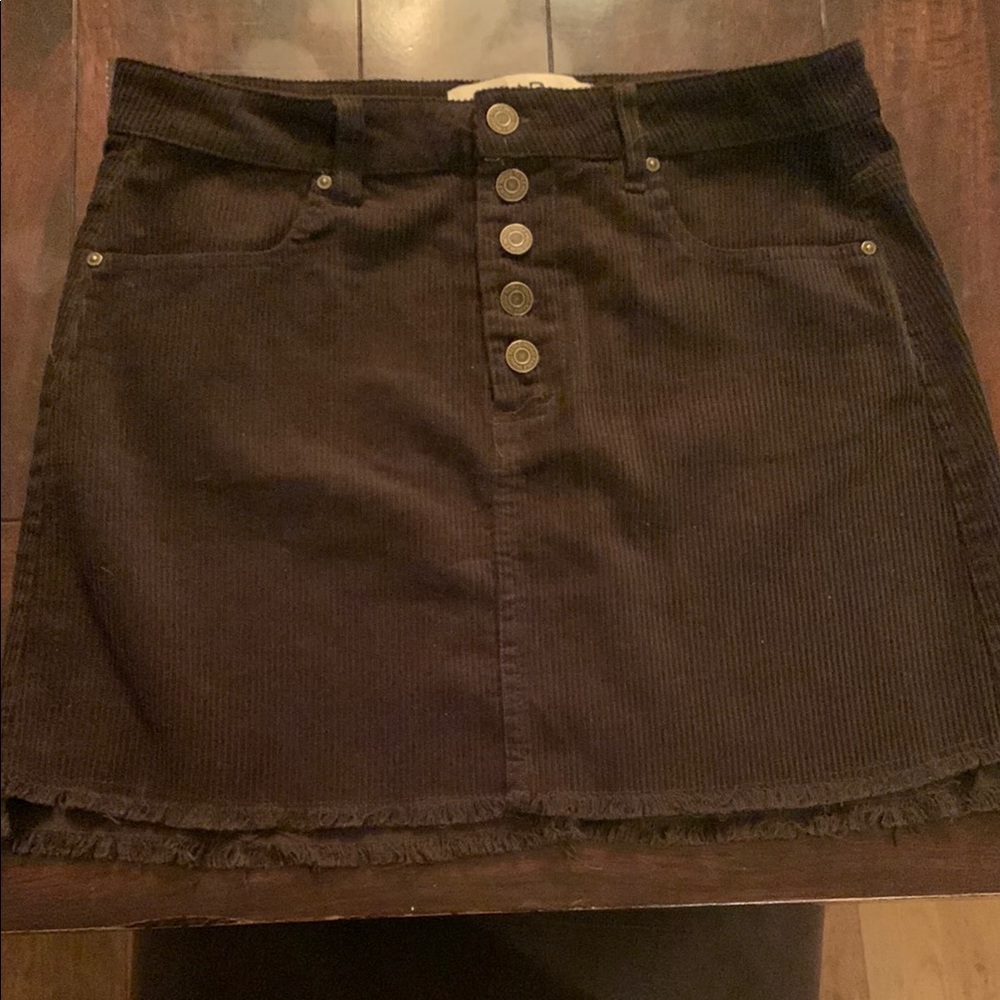 Dark Green Corduroy Button-Front